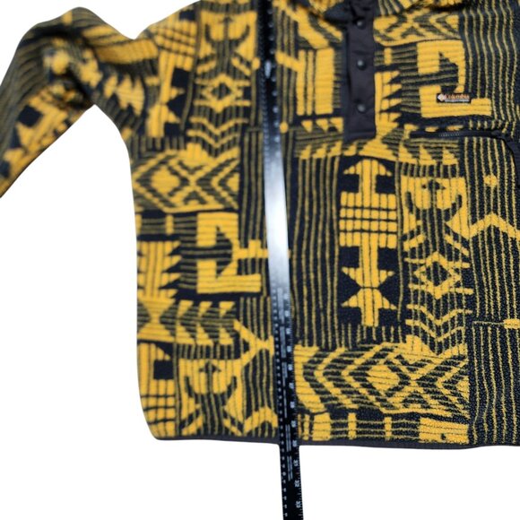 Columbia Mens XXL/2TG Aztec Pattern Fleece Pullover Sweater Yellow & Gray - Picture 3 of 8